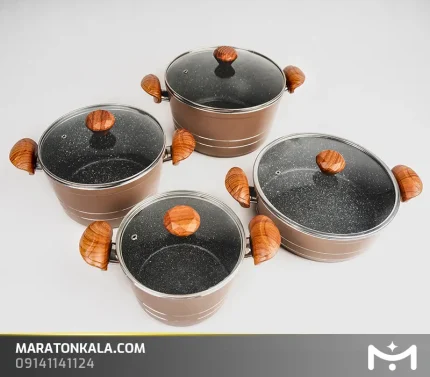 سرویس قابلمه 8 پارچه چدن مدل فورج شکلاتی ماراتن