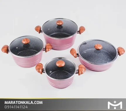 سرویس قابلمه 8 پارچه چدن مدل فورج رزگلد ماراتن