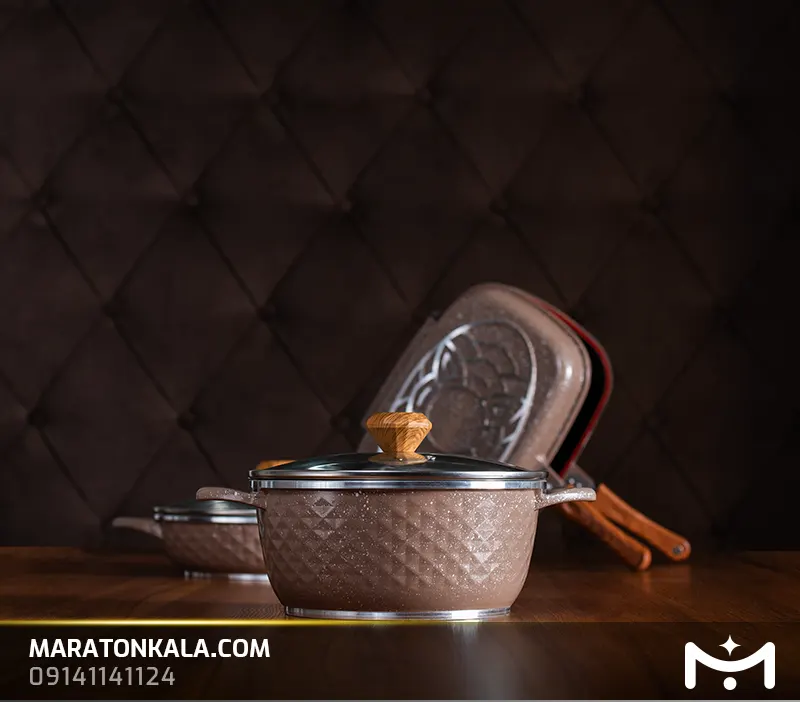 قابلمه سایز 28 طرح الماس رنگ شکلاتی ماراتن