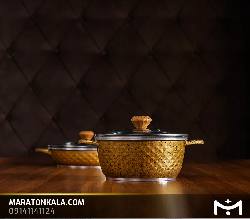 قابلمه سایز 28 طرح الماس رنگ طلایی ماراتن