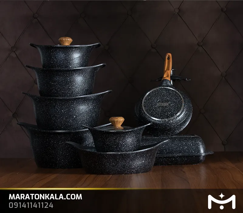 سرویس قابلمه 26 پارچه طرح لبخندی رنگ مشکی ماراتن