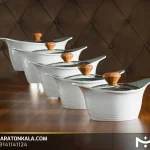 سرویس قابلمه 26 پارچه چدن طرح لبخندی رنگ سفید