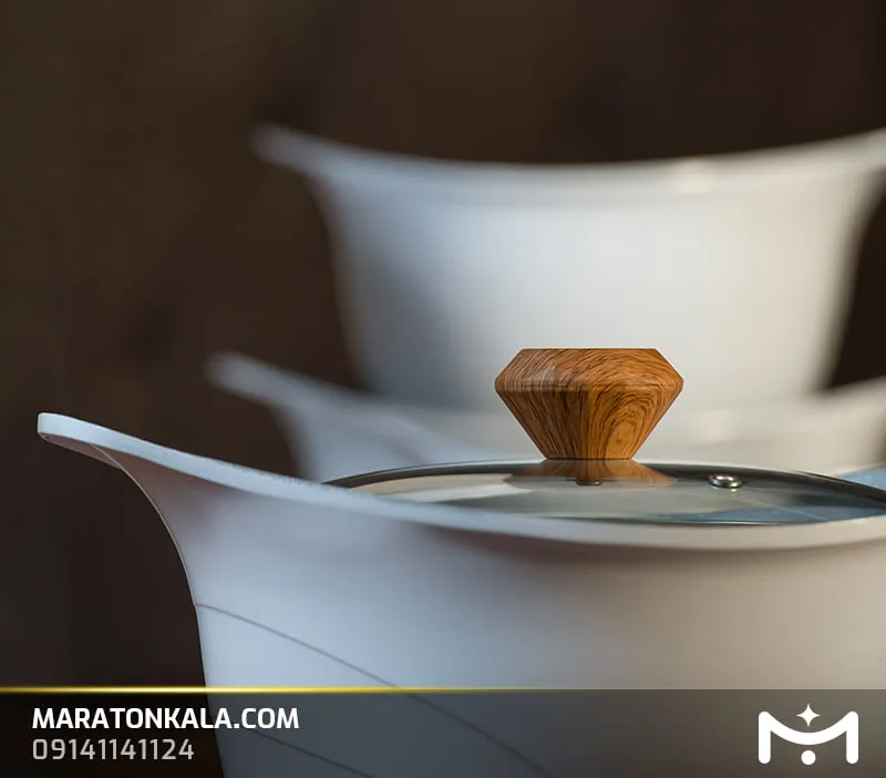 سرویس قابلمه 26 پارچه طرح لبخندی رنگ سفید ماراتن