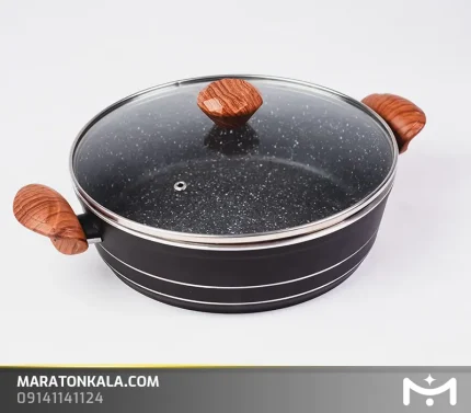 ماهیتابه دو دسته فورج مشکی سایز 28 ماراتن